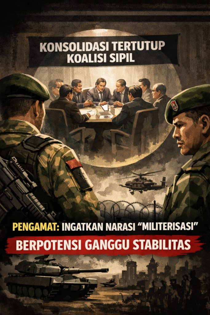 Konsolidasi Tertutup Koalisi Sipil Disorot, Pengamat Ingatkan Narasi Militerisasi Berpotensi Ganggu Stabilitas image
